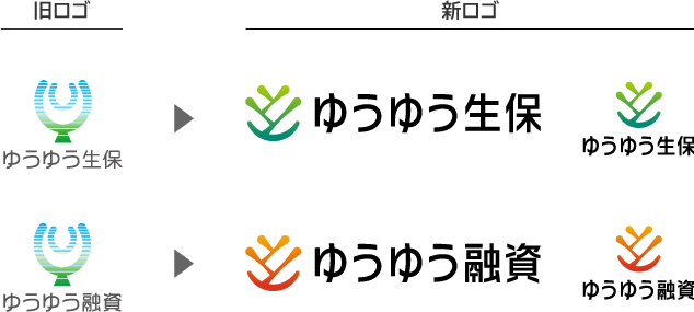 ゆうゆうシリーズブランドロゴの新旧デザイン図
